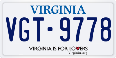 VA license plate VGT9778