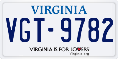 VA license plate VGT9782