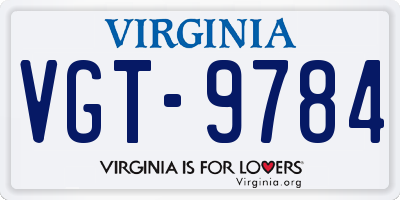 VA license plate VGT9784