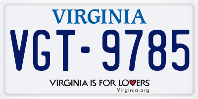 VA license plate VGT9785