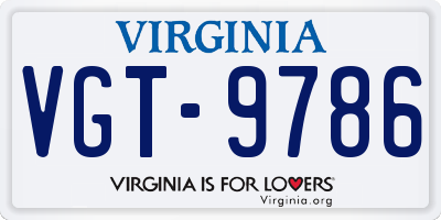 VA license plate VGT9786