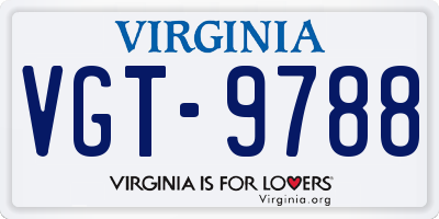 VA license plate VGT9788