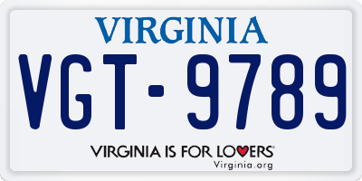 VA license plate VGT9789