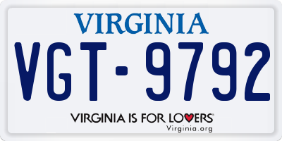 VA license plate VGT9792