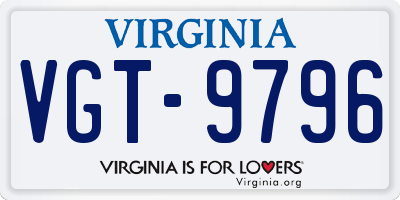 VA license plate VGT9796