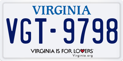 VA license plate VGT9798