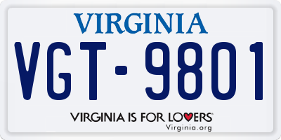 VA license plate VGT9801