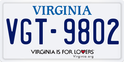 VA license plate VGT9802