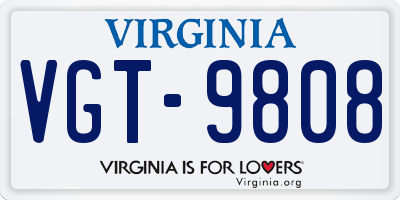 VA license plate VGT9808