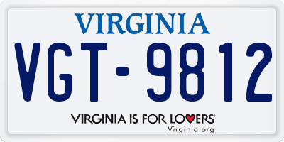 VA license plate VGT9812