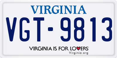 VA license plate VGT9813