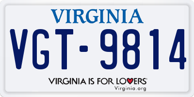 VA license plate VGT9814