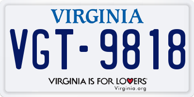 VA license plate VGT9818