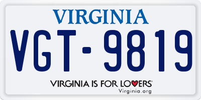 VA license plate VGT9819