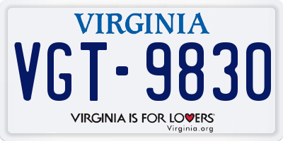 VA license plate VGT9830