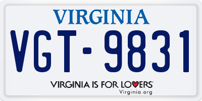 VA license plate VGT9831