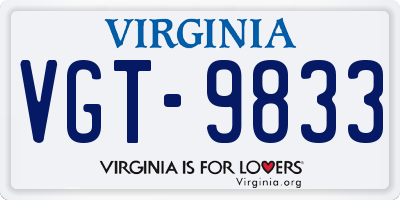 VA license plate VGT9833