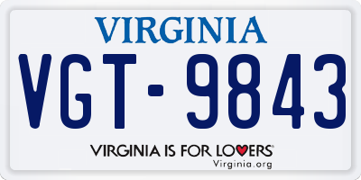 VA license plate VGT9843