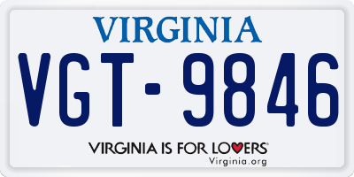 VA license plate VGT9846