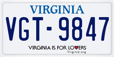 VA license plate VGT9847
