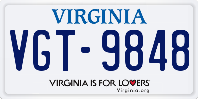 VA license plate VGT9848