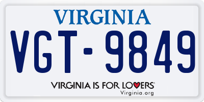 VA license plate VGT9849
