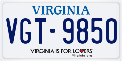 VA license plate VGT9850