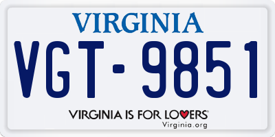 VA license plate VGT9851