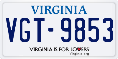 VA license plate VGT9853
