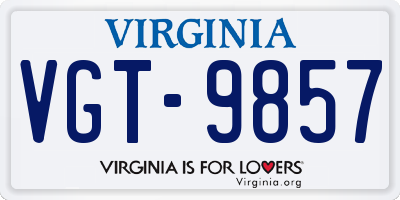 VA license plate VGT9857
