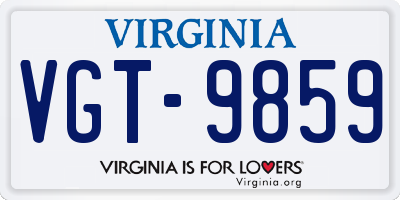 VA license plate VGT9859