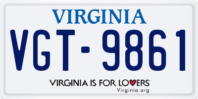 VA license plate VGT9861