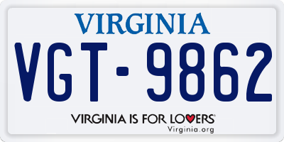 VA license plate VGT9862
