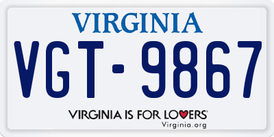 VA license plate VGT9867