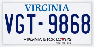 VA license plate VGT9868