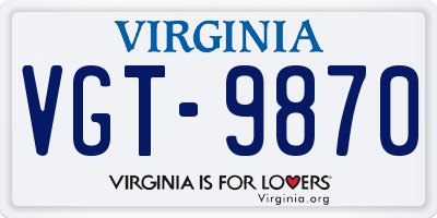 VA license plate VGT9870