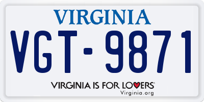 VA license plate VGT9871