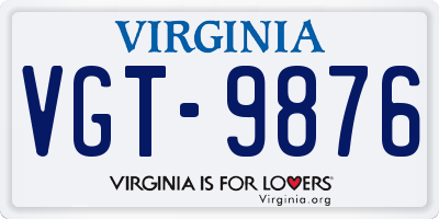 VA license plate VGT9876