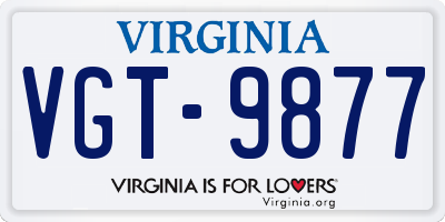 VA license plate VGT9877