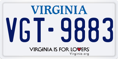 VA license plate VGT9883