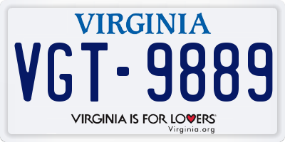 VA license plate VGT9889