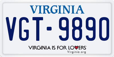 VA license plate VGT9890