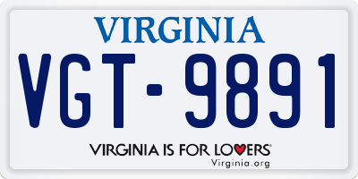 VA license plate VGT9891