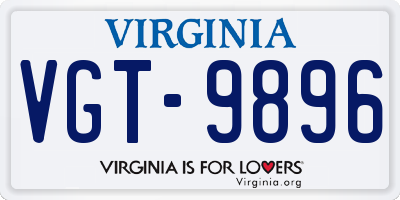 VA license plate VGT9896