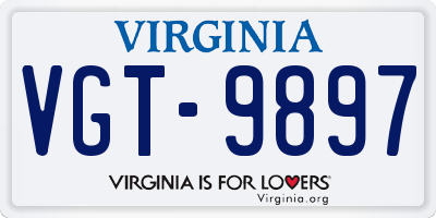 VA license plate VGT9897
