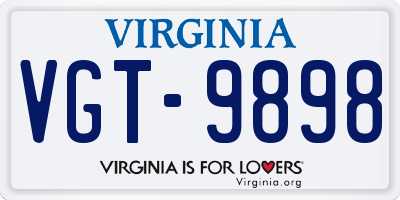 VA license plate VGT9898