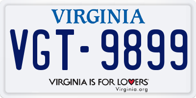 VA license plate VGT9899