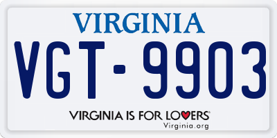 VA license plate VGT9903