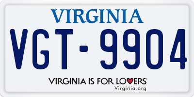 VA license plate VGT9904