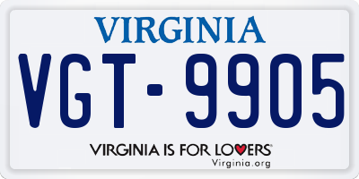 VA license plate VGT9905